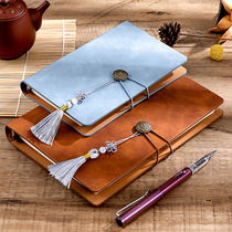 Ancient style business loose-leaf notepad A6 retro leather Chinese knot notebook portable small diary book customized