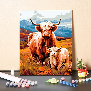 肉質画【牛】油彩画 牛数字油画-牛数字油画促销价格、牛数字油画品牌- 淘宝