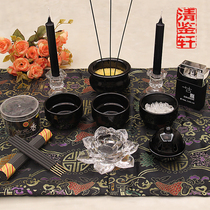 Halal Xuan Thai Buddhist brand black suit crisp oil lamp candle line fragrant water glass incense stove vase lamp holder universal