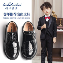 Boys leather shoes black soft bottom spring and autumn British summer leather student performance shoes little boy childrens performance shoes