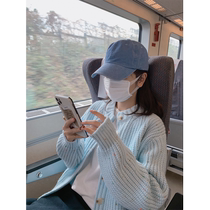 Soft milk blue sweater coat women spring and autumn 2021 New loose lazy wind Japanese gentle coat knitted cardigan