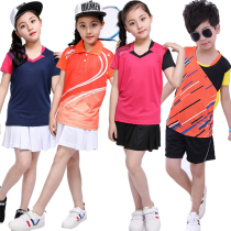 Childrens badminton suit girls tennis suit table tennis suit quick-drying short-sleeved culottes shorts boys training suit