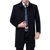 Autumn and winter 100% cashmere coat men long Ordos City middle-aged high-end mens wool jacket trench coat