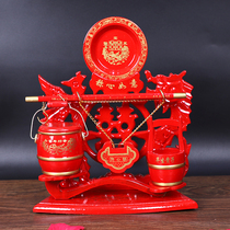 Wedding and festive supplies large children and grandchildren barrel six sets of Chinese retro solid wood satisfactory dowry set accessories