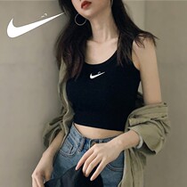 New Nike mens sports vest womens small Sling short style inside base shirt and outside wearing the navel sexy Super tide T-shirt