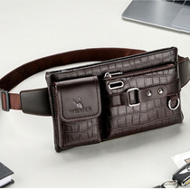 New PU leather men running bag multifunctional men chest bag simple casual shoulder bag fashion retro shoulder bag