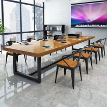 Conference table Minimalist light luxury office can spell small computer table Meeting table Chair combination Solid wood long table