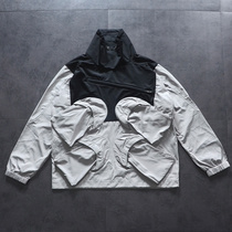 Pointed goods multi-pocket functional pullover coat stitching retro silhouette Hong Kong tide loose mens autumn tail goods