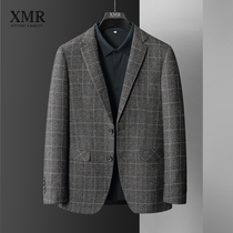 Business casual plaid blazer mens spring and autumn one-piece two-button small suit simple fashion suit top men