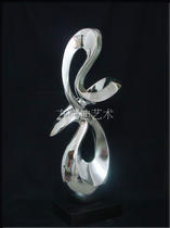 Home modern decoration resin electroplating gold and silver art ornaments large hotel model room soft decoration abstract sculpture