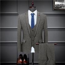  Suit suit Mens British business casual professional formal dress Groom wedding dress Best man slim striped suit