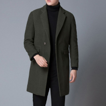 High-end long wool coat mens 2021 New Korean loose wool woolen high-end cashmere coat mens tide