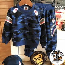Japanese bape childrens clothing boys autumn suit girls camouflage shark sweater casual children Harlan pants trousers