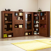 Guangming furniture all solid wood bookcase modern Chinese elm bookcase combination bookcase environmental protection shelf display cabinet