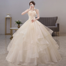 Light wedding dress 2021 new autumn and winter chest puffy dress Super fairy champagne temperament forest Princess