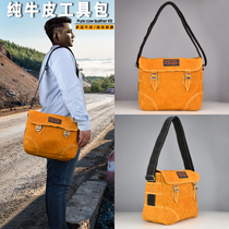 Electrician kit for mens construction site cowhide woodworking Multifunctional leather wear-resistant repair kit single shoulder crossbody