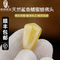 Natural honey wax amber shark fin integrated tee Buddha head text playing handstring handheld 108 Buddha Pearl moon diy accessories