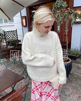 Weekend pullover shoulder small high collar lady casual pullover Ah No Chinese knitting graphic text description drawing