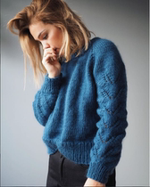 Floating leaf sleeve chic leaf fresh ribbed pullover Chinese knitting graphic text description drawing