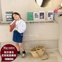 No 7 Tongcang Girl temperament white shirt Baby summer dress New female baby foreign style lantern sleeve top base shirt