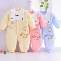 Baby jumpsuits autumn and winter men and women baby thickened warm clothes 0-1 year old autumn cotton newborn clothes