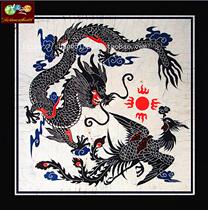 Batik Tablecloth Miao Batik Painting Wall-mounted Tablecloth Square Tablecloth Dragon Phoenix Sun 115 * 115CM