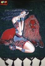 Batik double-layer painting Guizhou Miao characteristic batik wall-mounted gift decoration decoration lion girl 86*66
