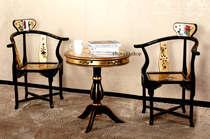 Gold foil furniture Chinese furniture hand-painted furniture classical furniture set furniture table and chair three-piece tea table chair round table