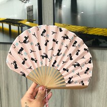 6-inch female fan day style and winehouse Japanese and cloth printed shells fan-style fan summer folding fan cotton fan