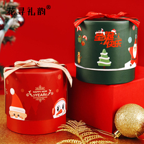 Flower seeking rhyme rhyme Christmas gift box Apple packaging box Ping An fruit gift box round transparent barrel blessing empty box