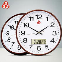 Shanghai Sanwu 555 Quartz Clock Electronic Wall Clock Living Room Home Fashion Simple Hour Clock Mute Bedroom