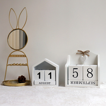Wooden House calendar perpetual calendar manual calendar ornaments cafe food shooting props ins Nordic Christmas