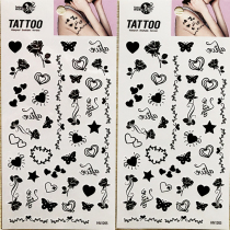 A pair of face Tiger Mouth cute mini little rose butterfly heart-shaped flower Vine personality female tattoo patch lasting lasting