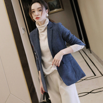 Small blazer womens 2021 spring and autumn winter New High sense temperament small man thick wool suit coat women