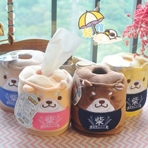 Meng Chai Dog Brothers Dog Roll Paper Cartoon Cute Plush Car Tissue Box Round Dormitory Paper Tissue Tissue Tube