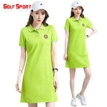golf dress dress womens short sleeve polo collar long spring summer new golf long skirt tennis one-piece dress