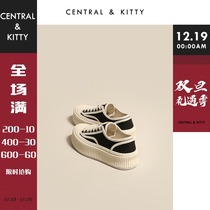 CENTRALKITTY black and white thick-soled biscuit shoes canvas shoes small white shoes board shoes women Spring Autumn and Winter increase