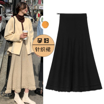 Pregnant womens skirts in autumn and winter wear tassel knitted pregnant womens skirts high-waisted mid-length spring and autumn skirts