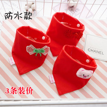 Male and female baby waterproof bib infant cotton triangle towel festive red bib 100 days old mouth water towel winter