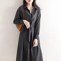 OTHYUS spring and autumn 2021 new winter waist temperament long skirt French retro long-sleeved dress womens clothing