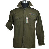 Outdoor beauty 101 pure cotton shirt Spring and autumn mens length short sleeves two wear linings with military green black