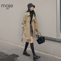 maje kara small man short windbreaker female 2021 Autumn New High loose casual khaki coat