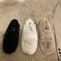ITSK fur shoes women wear thick soles plus velvet mink hair a pedal Bean shoes