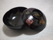 Japan-China Ancient Lacquer years Remain collection Grade Painted Gold Cover Bowl China Wind Gift Tabletop Pendulum 3