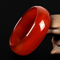 Natural jade bracelet Brazilian red agate bracelet female girl wide version narrow version red Wangfu true jade bracelet