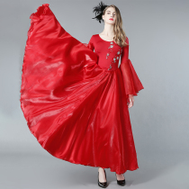 Ole Lan Kwai Fong trumpet sleeve dance dance modern dance elastic modern dance ballroom dance dance Skirt Waltz dress