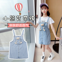  Childrens clothing strap skirt Girls denim summer clothes Summer 6 middle and large children 7 dresses 8 children 9 suits Ten-year-old thin section