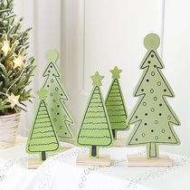 Nordic ins Wind mini wooden Christmas tree gift photo background props Desktop Window decoration small ornaments