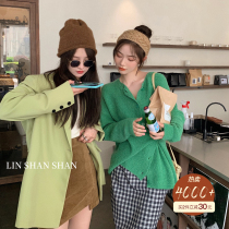 Lin Shanshan early autumn knitted cardigan womens thin design warm soft wind slim coat sweet loose sweater coat
