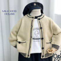 MILK KIDS dairy milk Lane Knitted Cardiovert for male and female child retro art 2022 Spring loaded new jacket